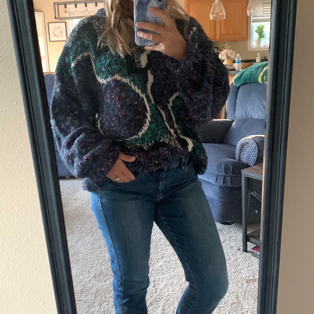 Concrete retro abstract oversized sweater size XL bright biggie confetti